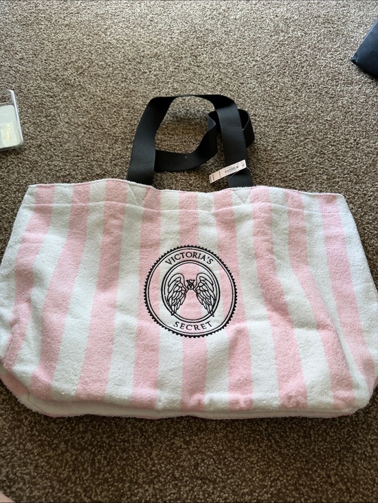 Victoria's Secret Handbags - Victoria's Secret Pink & White Striped Tote Bag